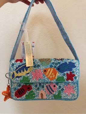 Viral Sea Life/ Under the Sea Beaded Shoulder Bag W/Starfish Charm